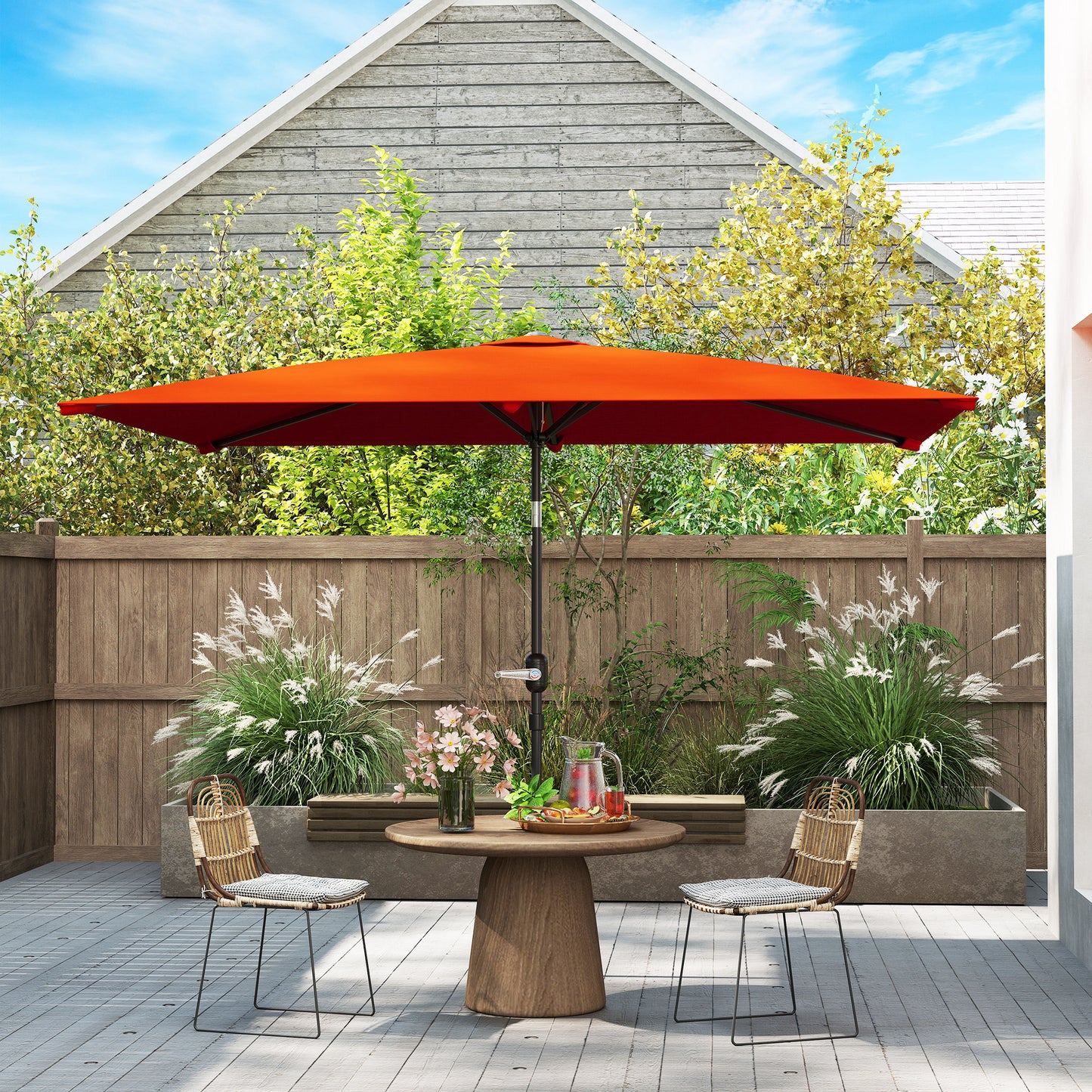 3x2m Garden Parasol Umbrella with Aluminium Pole, Tilt and Crank