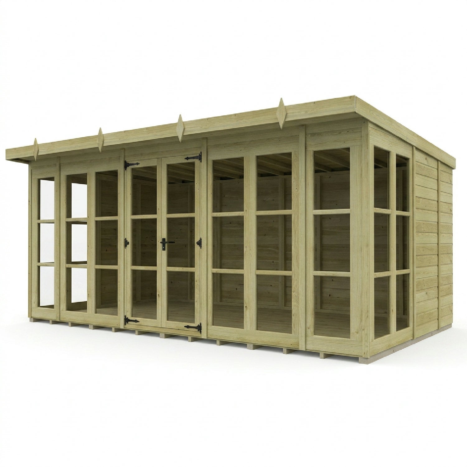 16 x 9 Georgian Window Pent Summerhouse - UK Made Timber Garden Building
