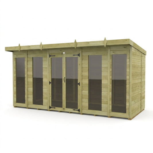 14 x 7 Pent Summerhouse (Full Height Window) - UK Made Timber Garden Building