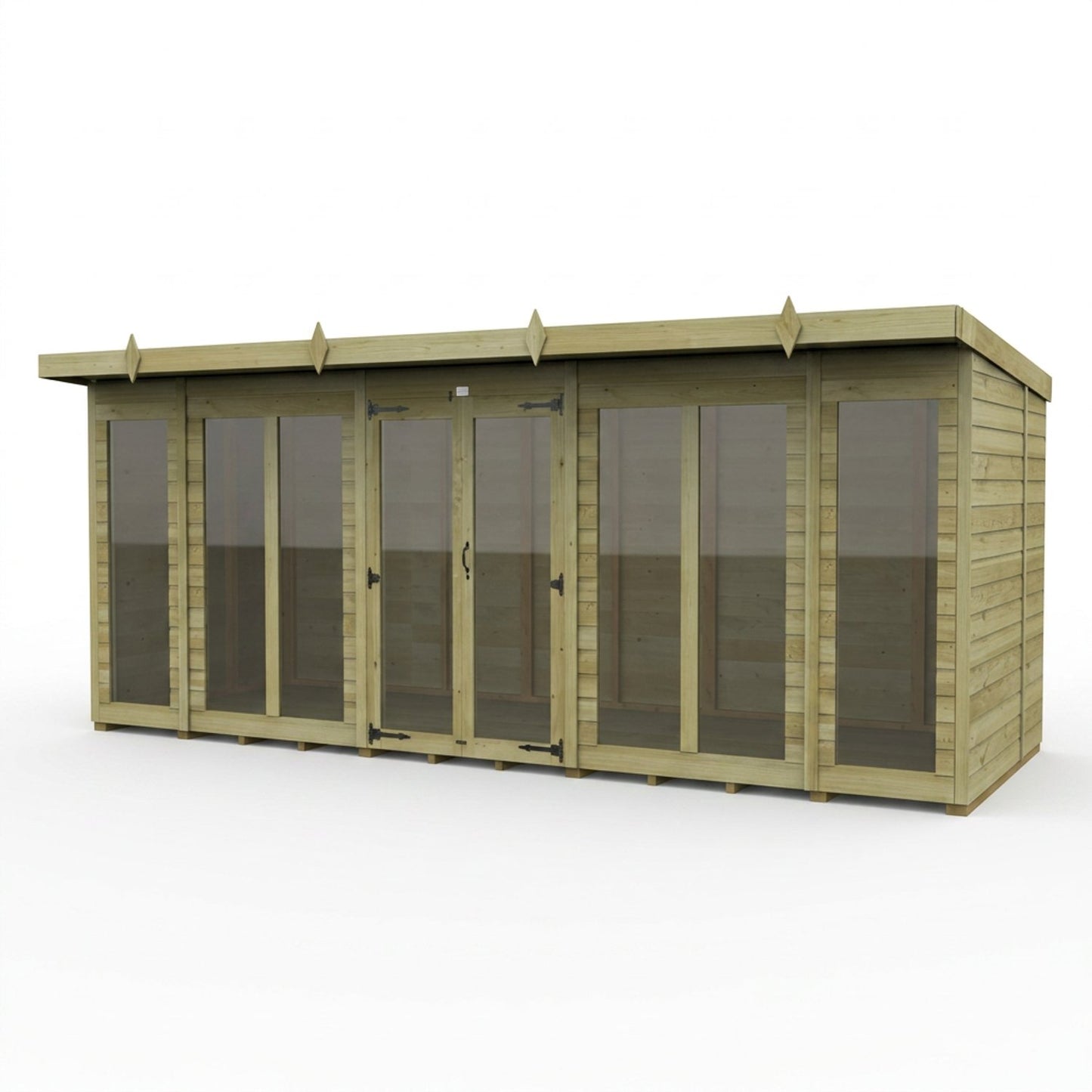 16 x 5 Pent Summerhouse (Full Height Window) - UK Made Timber Garden Building