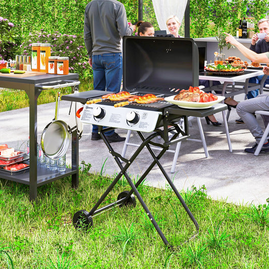 Two-Burner Portable Suitcase BBQ - Black