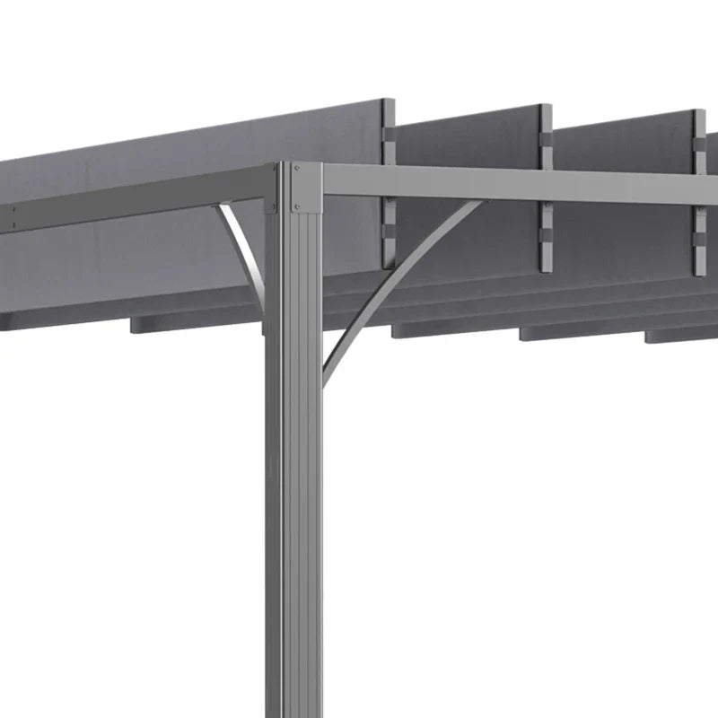 Grey 3m x 3m Aluminium Louvered Roof Pergola – Adjustable Hardtop Patio Canopy with UV50+ Sun Protection & Secure Anchoring Kit