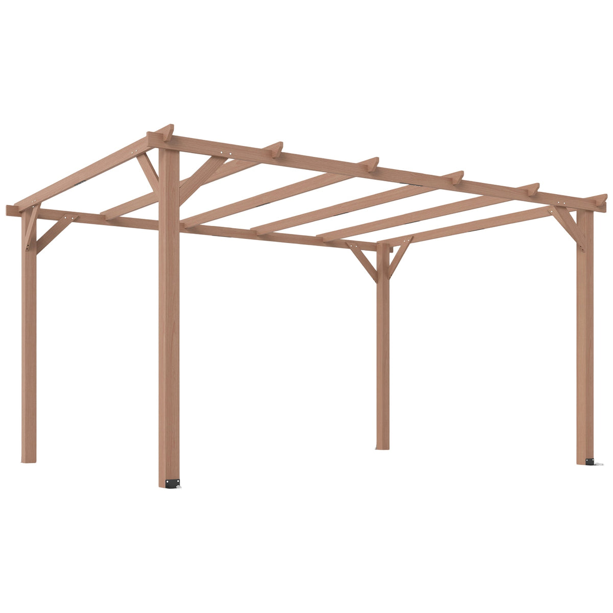 4x3m Wooden Pergola Kit with Triangle Supports – Garden Gazebo Grape Trellis Frame, 6 – Beam Maple Wood – Effect Design