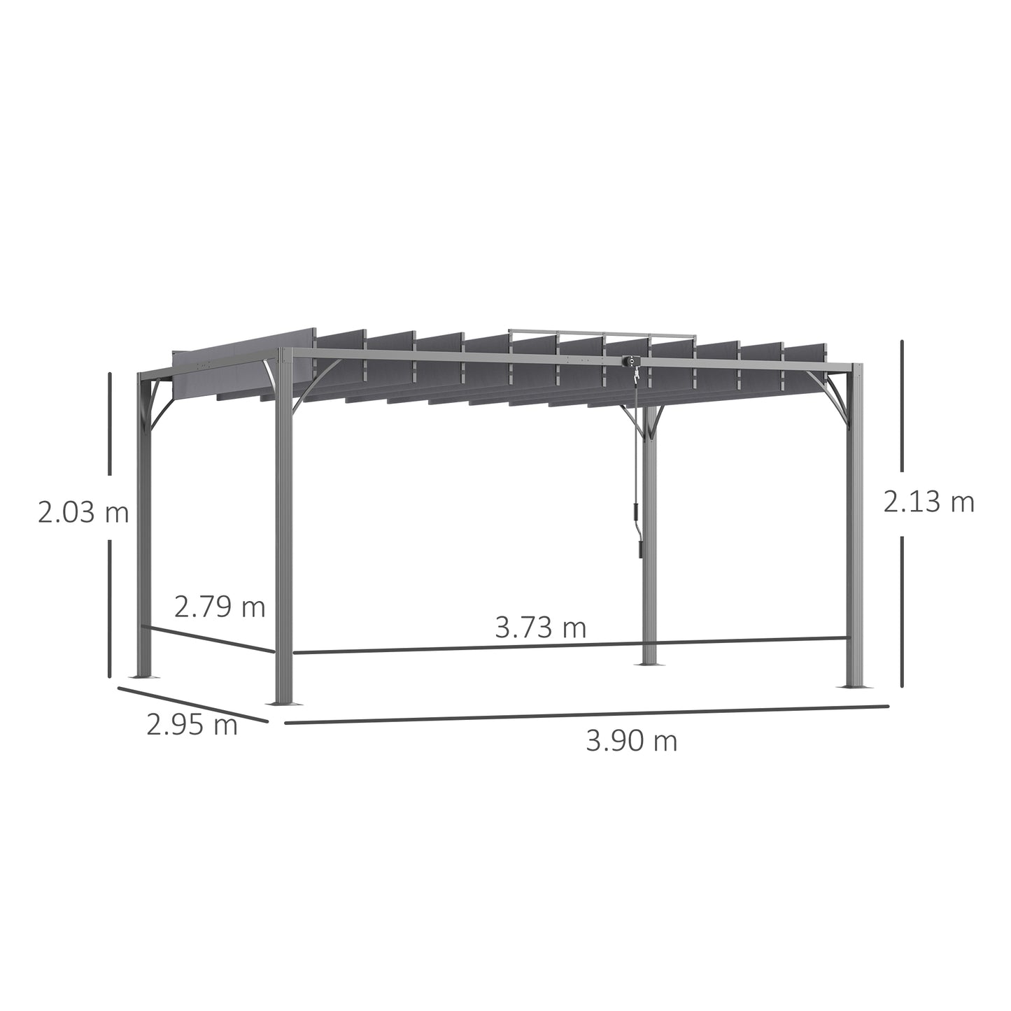 Outsunny 4 x 3(m) Outdoor Pergola with Retractable Roof, Aluminium Louvered Patio Gazebo Canopy for Garden, Patio, Grey