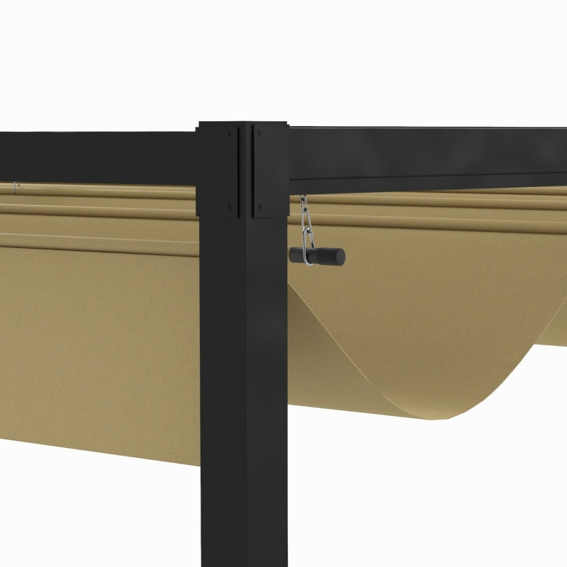 4m x 3m Metal Garden Pergola – Khaki Outdoor Shade Canopy