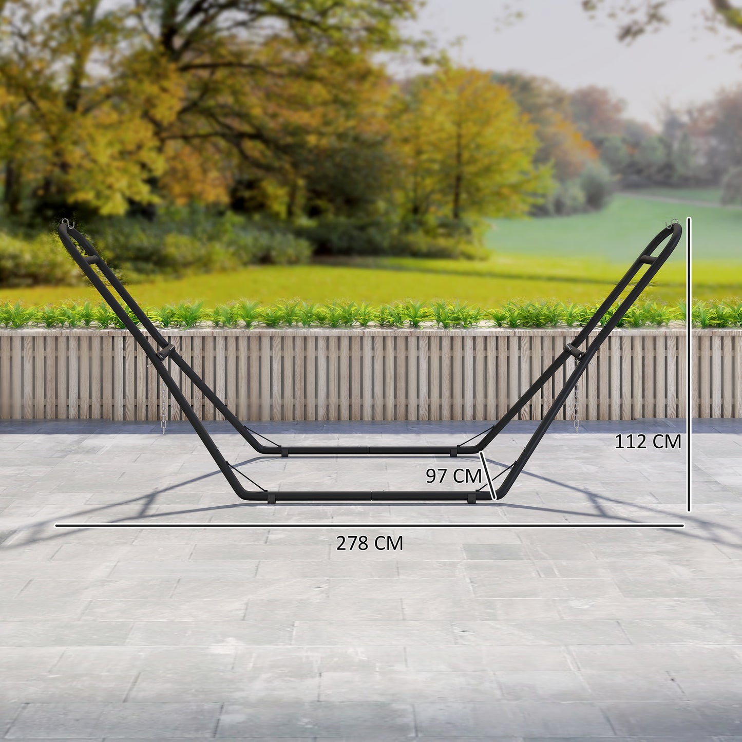 Outsunny 9ft Hammock Stand Adjustable Hammock Frame with Non-Slip Feet for Indoor Outdoor, 150 kg Capacity, Black