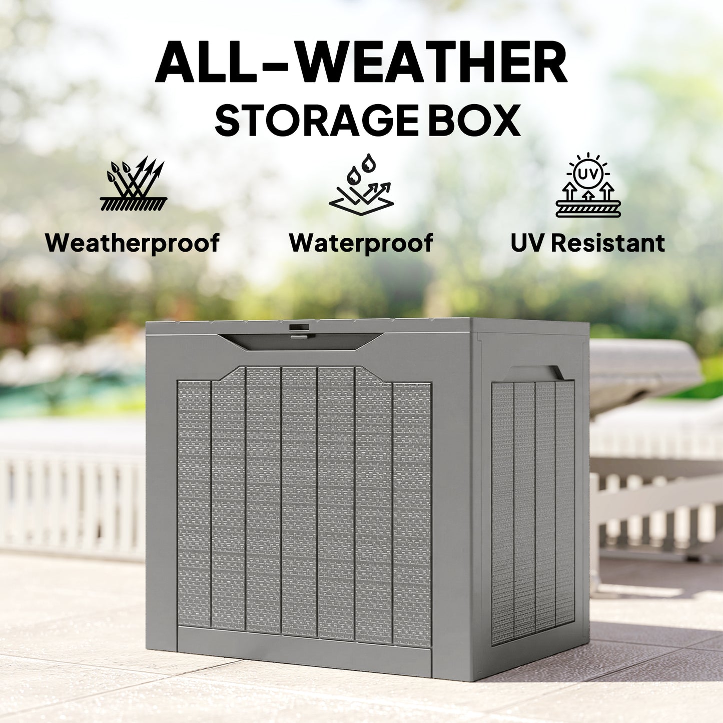 Outsunny - 73L Plastic Garden Storage Box, Khaki