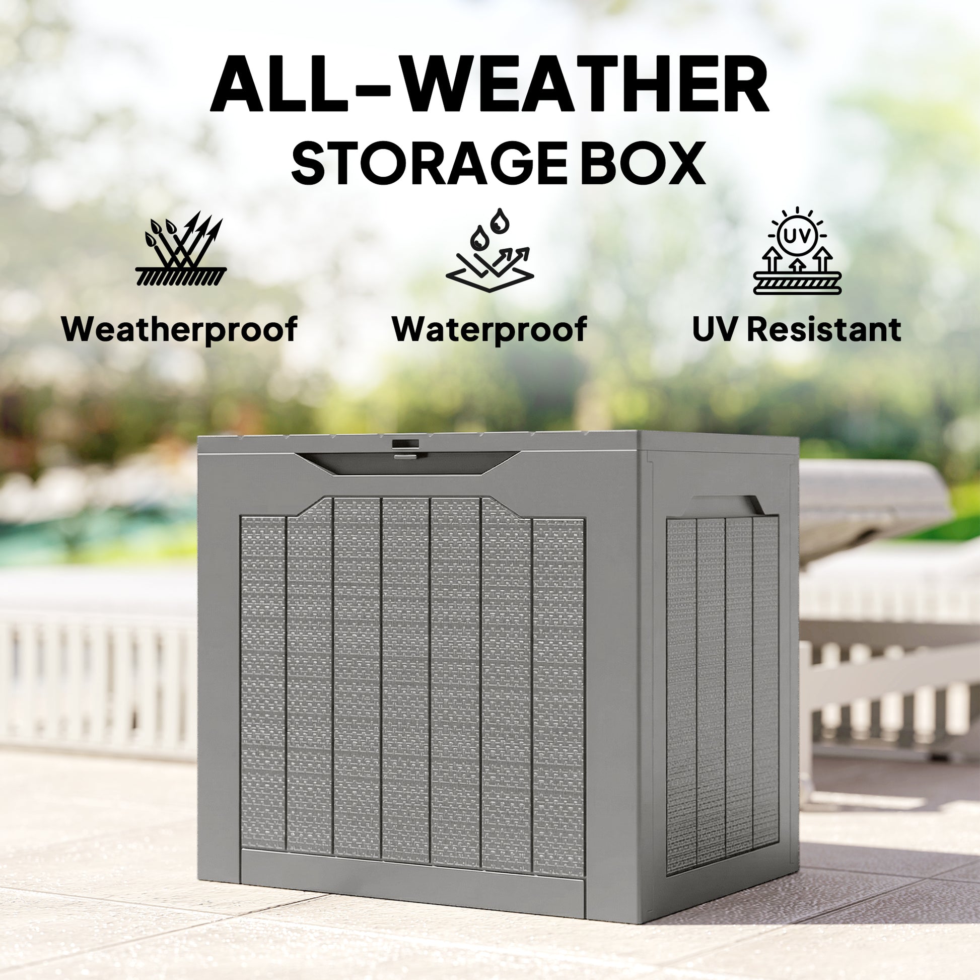 Outsunny - 73L Plastic Garden Storage Box, Khaki