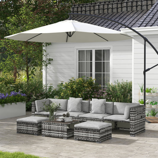 Riviera Seven-Piece Rattan Garden Furniture Set, with Cushions - Grey