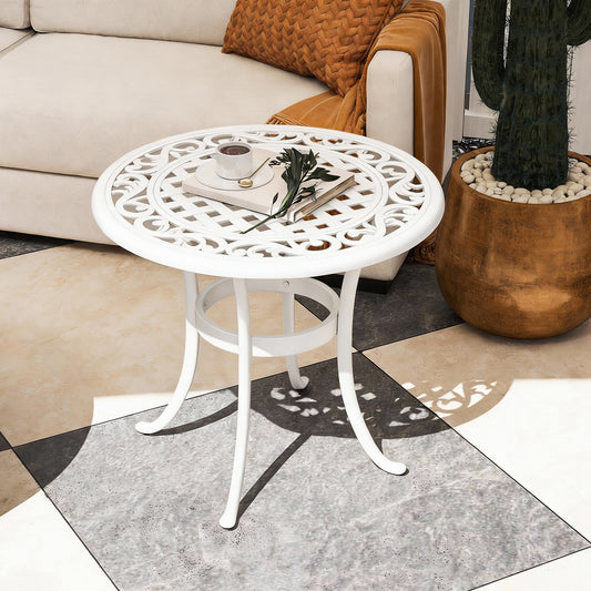Sorrento 60 cm Round Garden Table, Cast Aluminium Garden Table, White