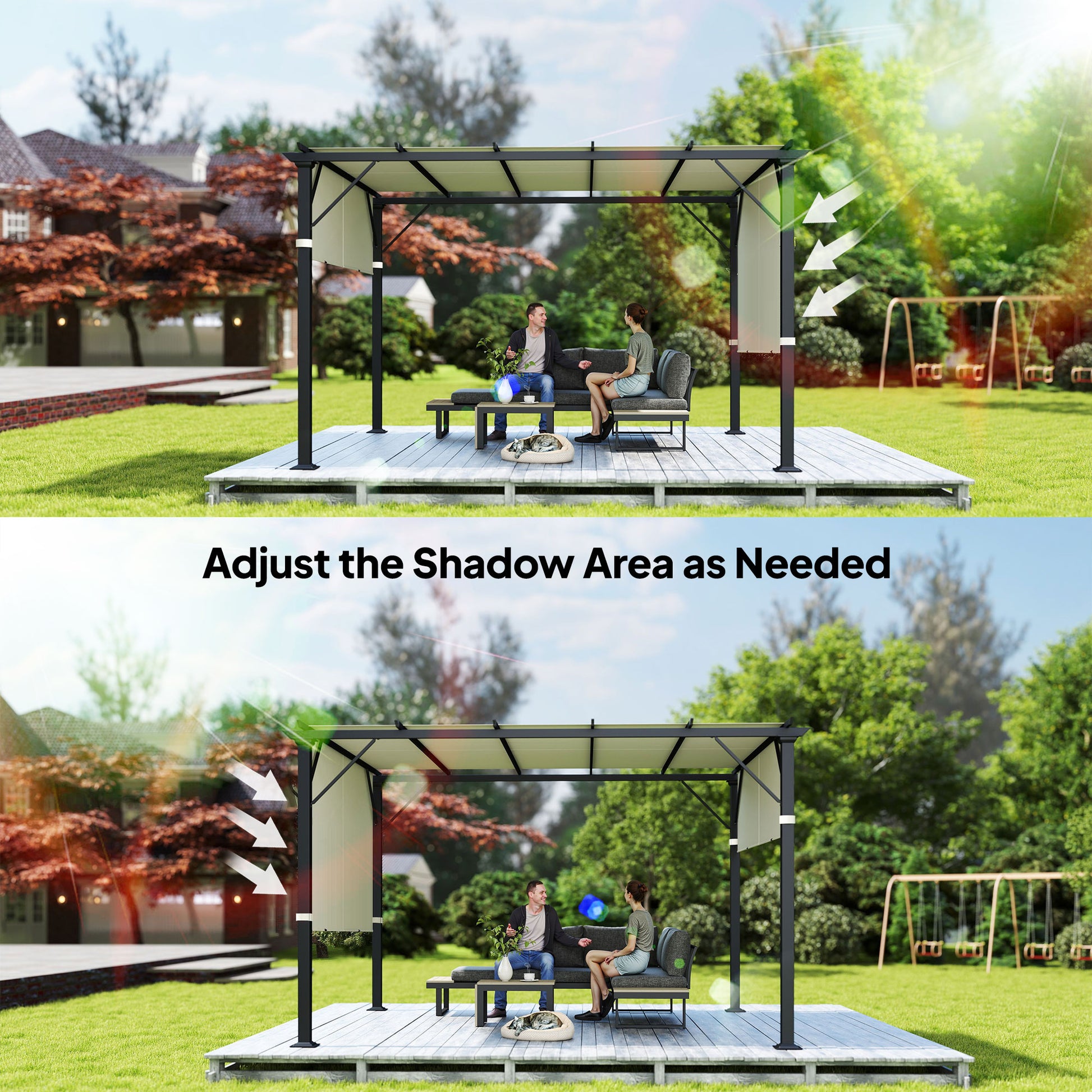 Outsunny 2 Pcs UV Protection Pergola Replacement Canopy, Pergola Shade Cover, Easy to Install, for 3 x 3(m) Pergola, Cream White