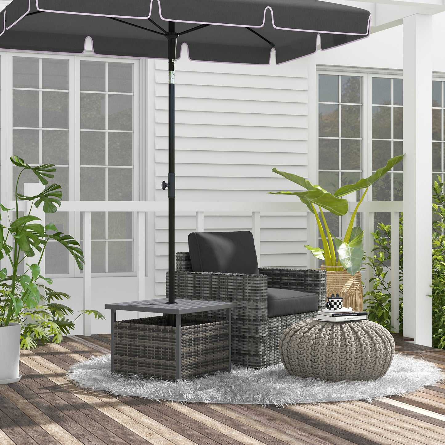 Tivoli Outdoor Rattan Coffee Table w/ Umbrella Hole Suitable for Garden