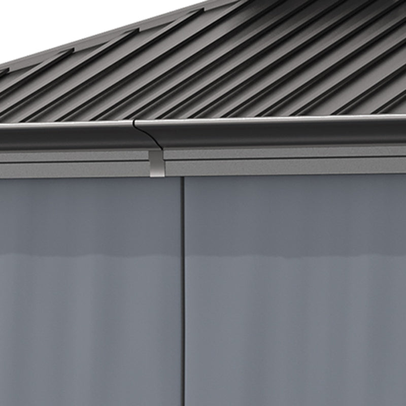 Grey 3.65m x 3m Premium Hardtop Gazebo with Double-Tier Roof, Aluminium Frame, Curtains & Removable Mesh Screens