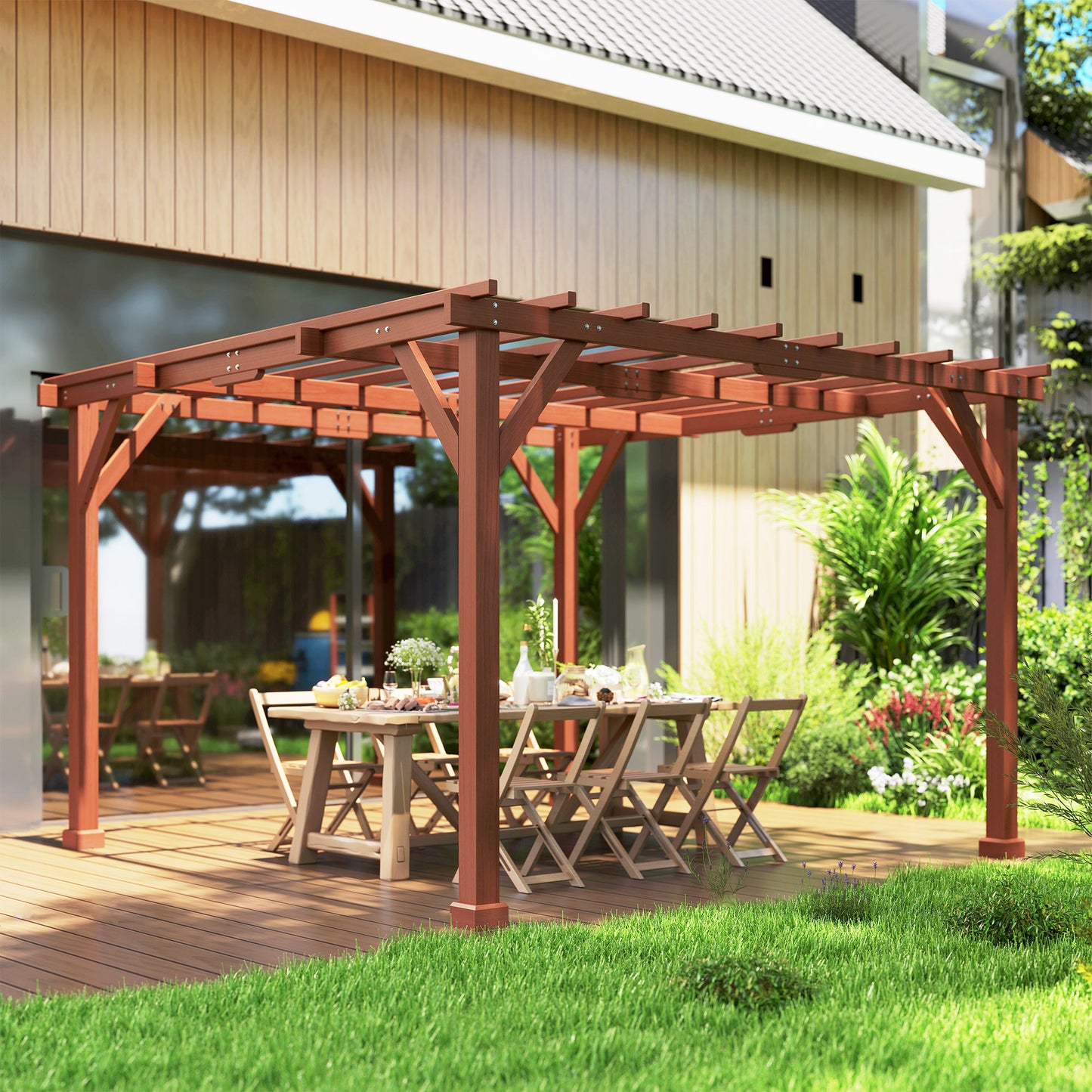 3.3 x 3.3 m Wooden Pergola Kit