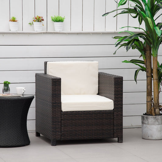 Mediterraneo Single Seater Rattan Chair, PE Wicker Garden Armchair with 10 cm Thickened Cushion