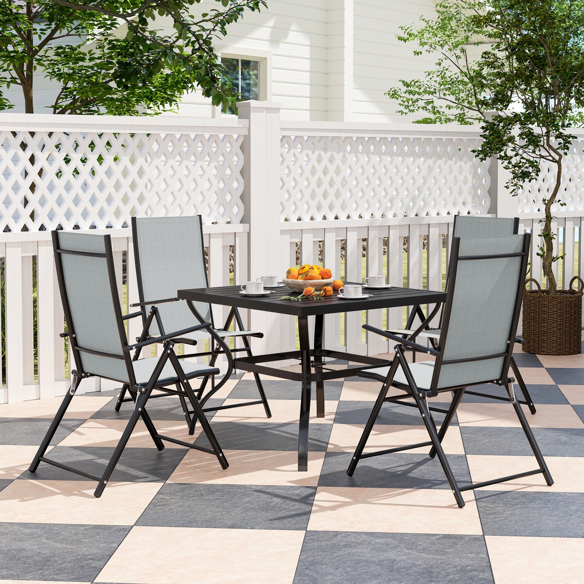Verona Five-Piece Steel Frame Patio Set - Grey/Black