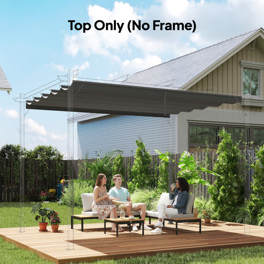 Retractable Pergola Cover, 3.5 x 2.6 m Replacement Canopy Fabric for 4 x 3 m Frame, Roof Top Only