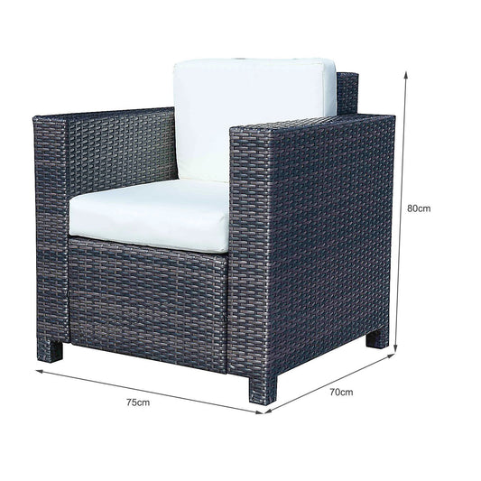 Ibiza 2 Rattan Garden single Seater Chair All Weather Wicker Weave Single Sofa chair armchair Patio Black