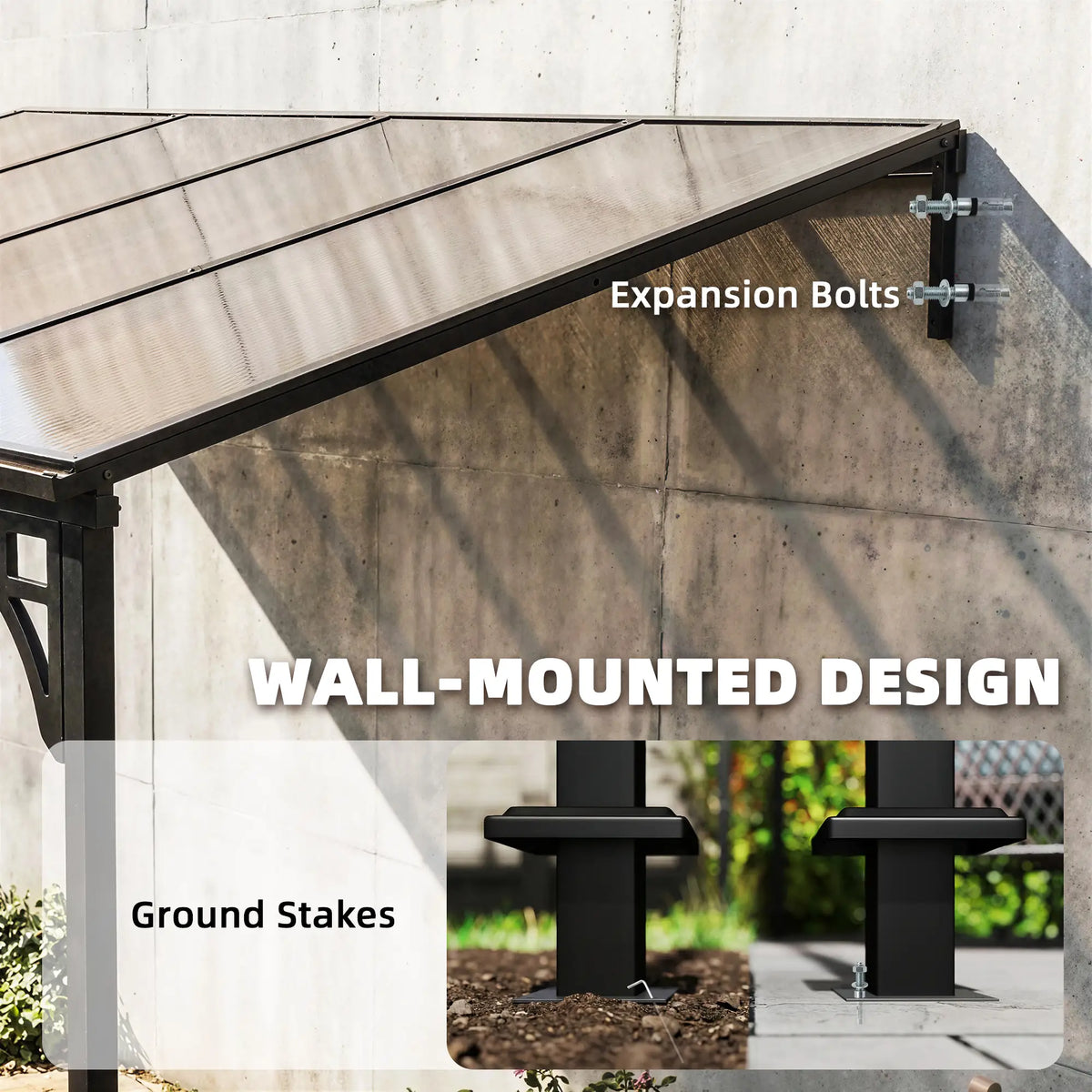 4m x 3m Wall – Mounted Lean – To Metal Pergola with Polycarbonate Hardtop Roof – Heavy Duty Aluminium Garden Gazebo, Weatherproof Patio & BBQ Shelt...