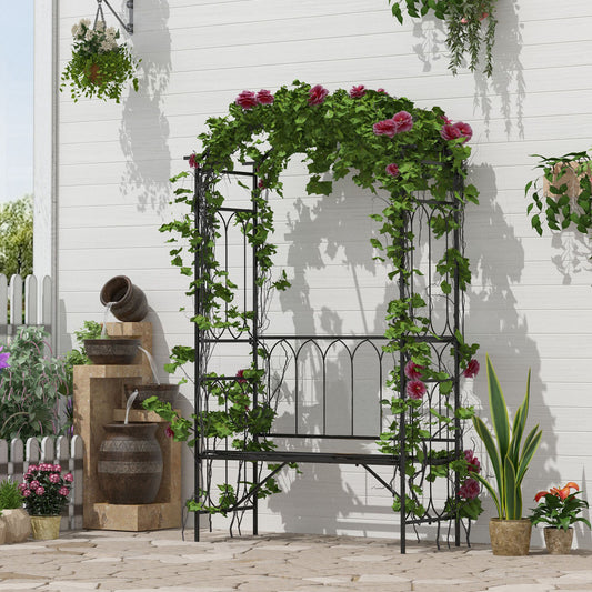 Capri Garden Metal Frame Bench W/Arch for Various Climbing Plant