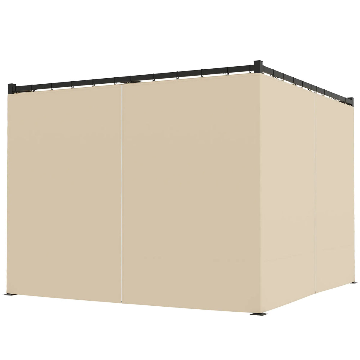 3m x 3m Retractable Metal Pergola with Curtains – Outdoor Patio & Deck Shelter, Adjustable Canopy Shade for BBQ & Grill Area, Beige