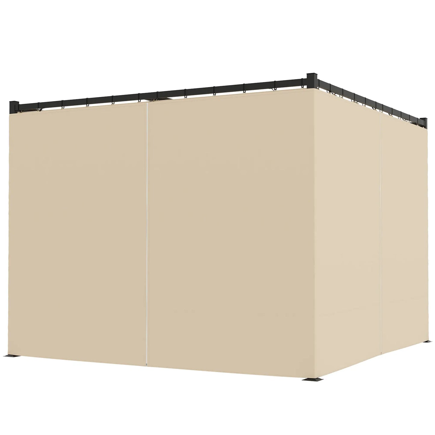 3m x 3m Retractable Metal Pergola with Curtains – Outdoor Patio & Deck Shelter, Adjustable Canopy Shade for BBQ & Grill Area, Beige