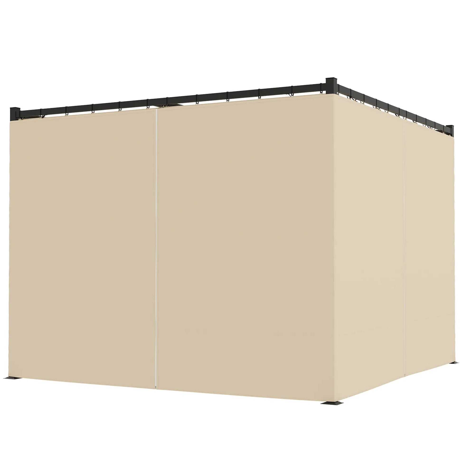 3m x 3m Retractable Metal Pergola with Curtains – Outdoor Patio & Deck Shelter, Adjustable Canopy Shade for BBQ & Grill Area, Beige