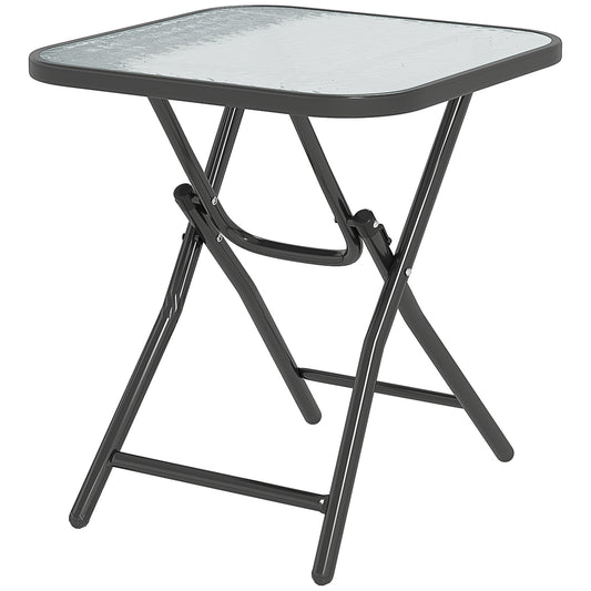Outsunny Foldable Garden Table Square Folding Table for Patio Garden 45 x 45 x 50Hcm Black