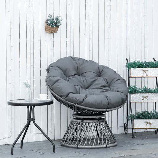 Sorrento 360° Swivel Rattan Papasan Moon Bowl Chair Round Lounge Garden Wicker Basket Seat with Padded Cushion