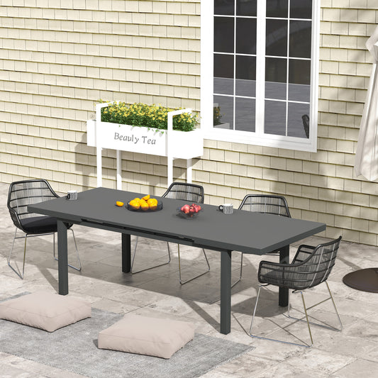 Marbella Aluminium Garden Table for 6-8, 246 cm Extending Garden Dining Table Rectangle for Patio