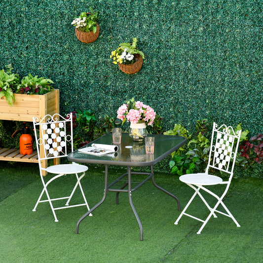 Marbella Garden Dining Table Glass Top Metal Frame with Parasol Hole Outdoor Balcony Grey