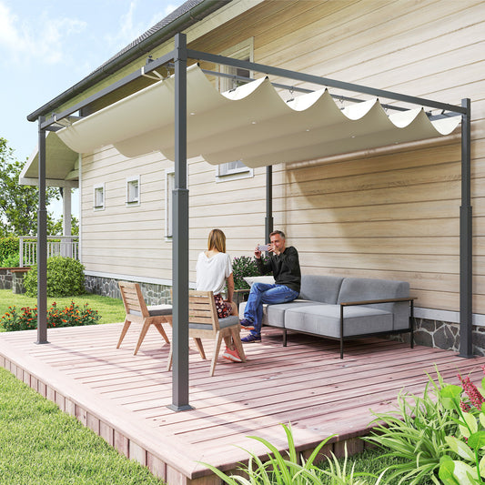 3 x 3(m) Metal Pergola with Retractable Roof and Magnetic Fixture