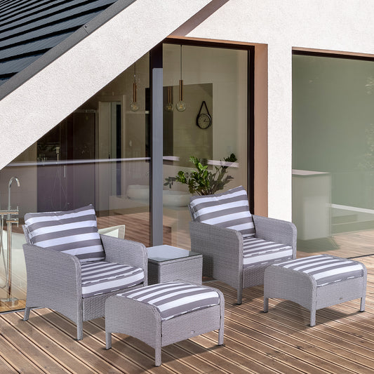 Riviera 5 Piece PE Rattan Garden Furniture Set with 10cm Thick Padded Cushions
