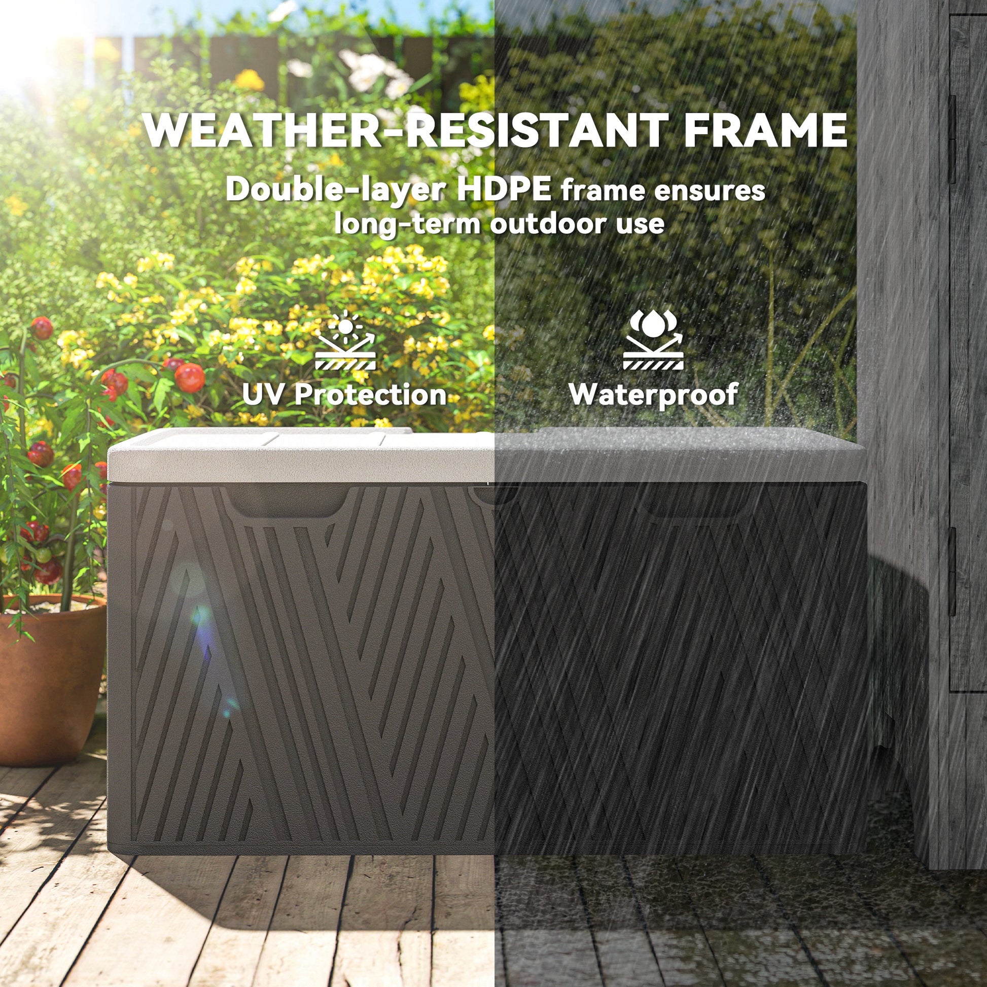 Outsunny - 380L Plastic Garden Storage Box, Lockable, Black, Grey