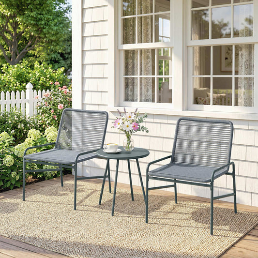 Mediterraneo 3 Piece Rattan Bistro Set, Garden Furniture Set with 2 Chairs, Round Coffee Table for Patio, Balcony